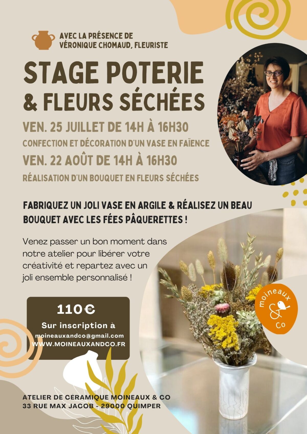 Image de mise en avant pour Stage poterie &amp; fleurs séchées